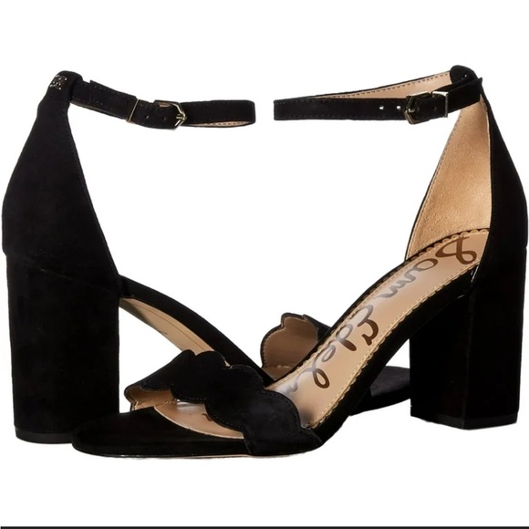 Sam Edleman Odilia Black Suede Scalloped Heels Size 9 - Picture 1 of 12
